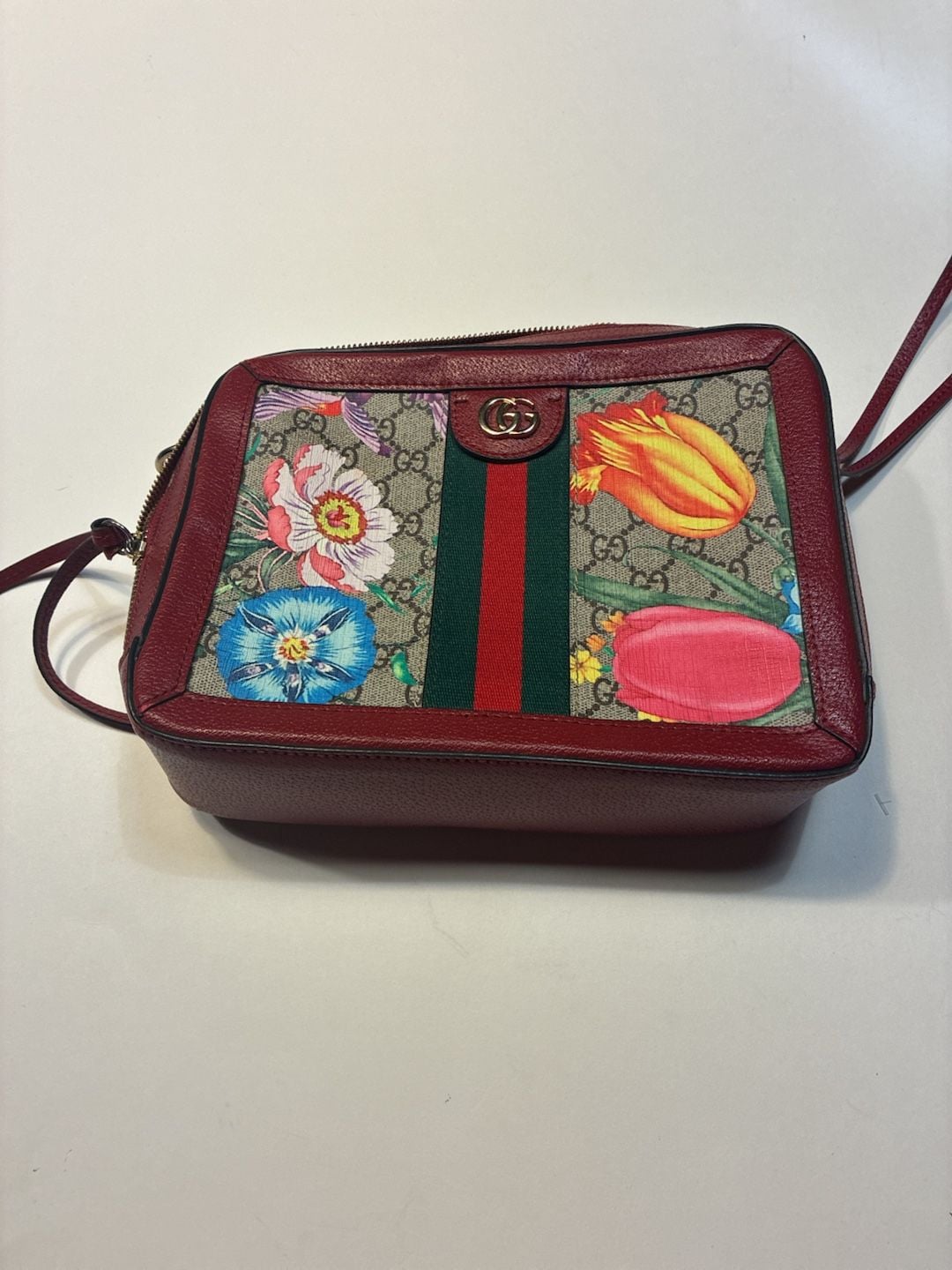 Gucci Ophidia Gg Supreme Floral Print Small Shoulder Bag